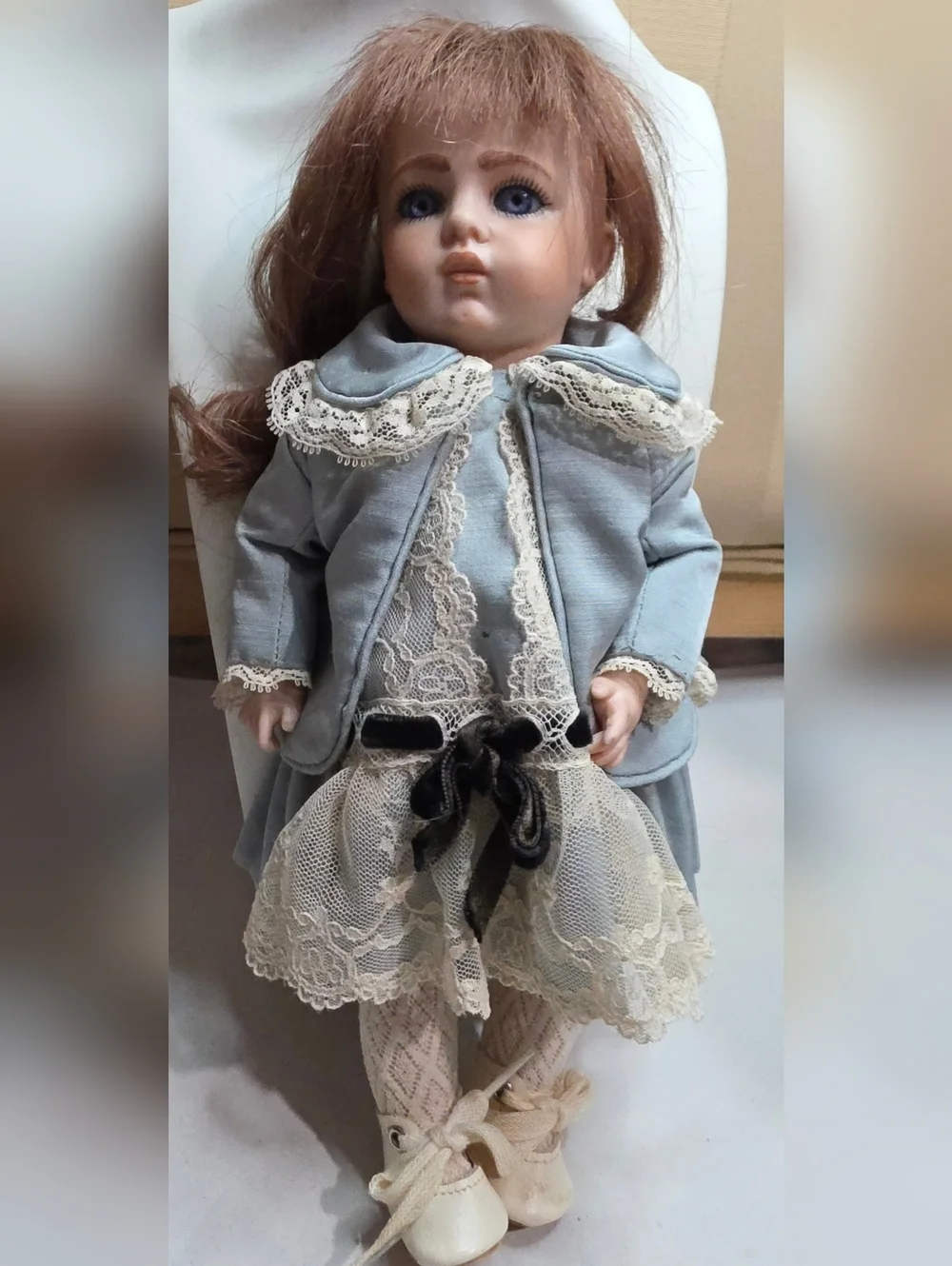 VINTAGE  BRU JNE BERDINE FRENCH REPRODUCTION BISQUE DOLL COMES W/ALL SHOWN